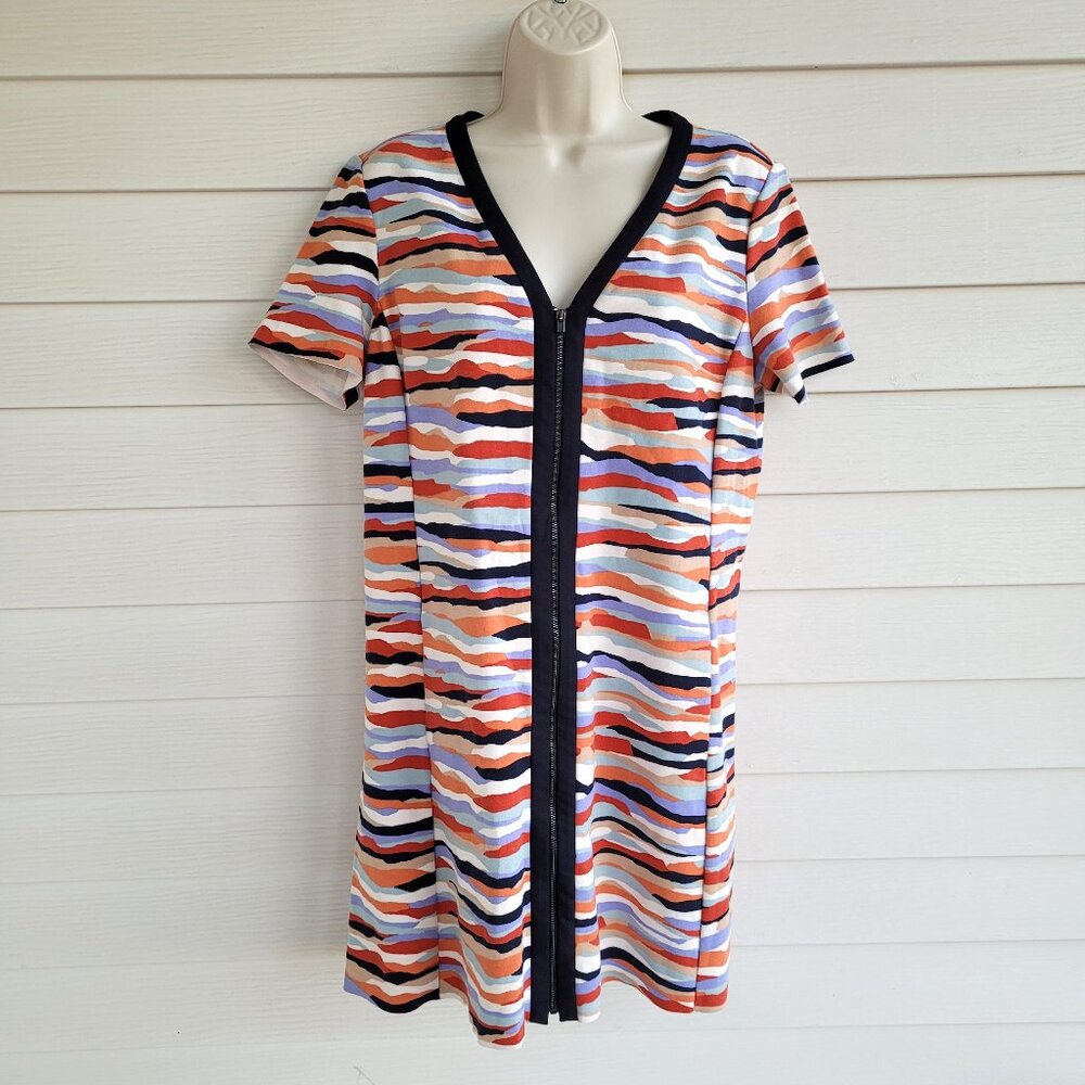 Tory Burch Vienna Zip up mini dress Cotton blend stretch jersey ponte knit